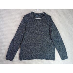 IVY Women's XL Blue V Neck Silk Blend Sweater